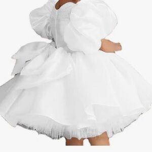 Flower girl puffy Tulle satin princess dress with bow